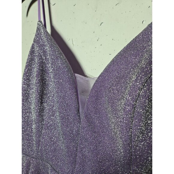 Ever Pretty Lavender Sleeveless Mini Dress Size Large Sparkle Glitter Vneck Hoco - Picture 7 of 13